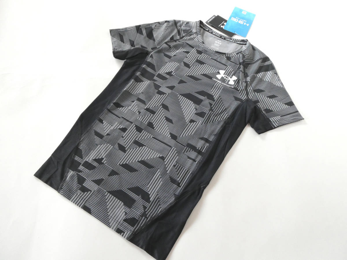 アンダーアーマー 新品！UA アイソチル ショートスリーブシャツ XL黒灰 送料無料 コンプレッション