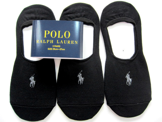 POLO Ralph Lauren new goods!3 pairs set Mark embroidery entering Berry short socks 25-27cm black free shipping foot cover in step socks 