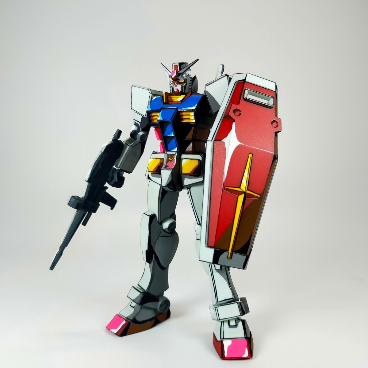 ☆イラスト風模型☆アニメ塗り☆ガンプラ☆ガンダム☆完成品☆塗装済☆EG☆RX-78-2☆GUNDAM☆GUNPLA☆リペイント☆2D 2DGUNPLA☆