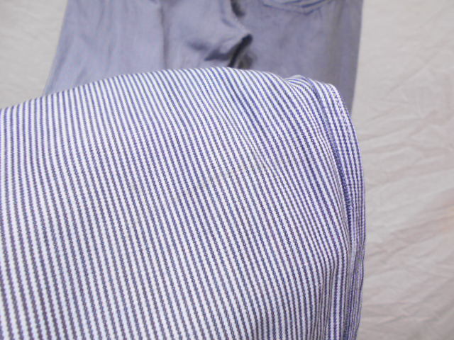 春夏 A.P.C. アーペーセー チュニジア製 綿×麻 ストライプ パンツ ブルー W29 リネン の画像5