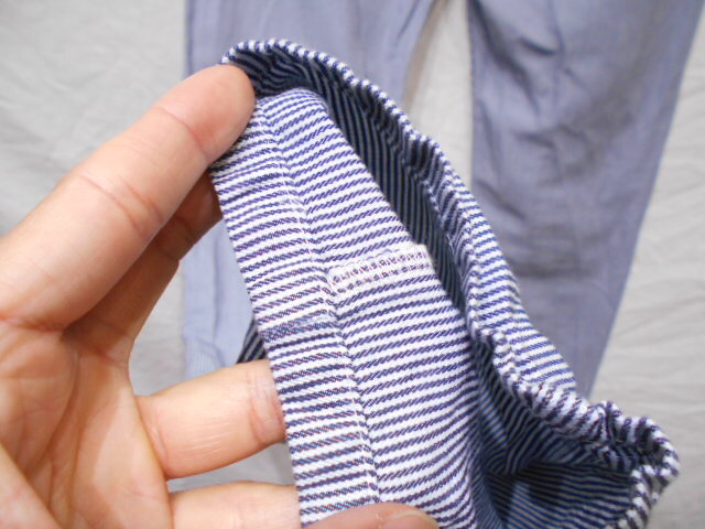 春夏 A.P.C. アーペーセー チュニジア製 綿×麻 ストライプ パンツ ブルー W29 リネン の画像6