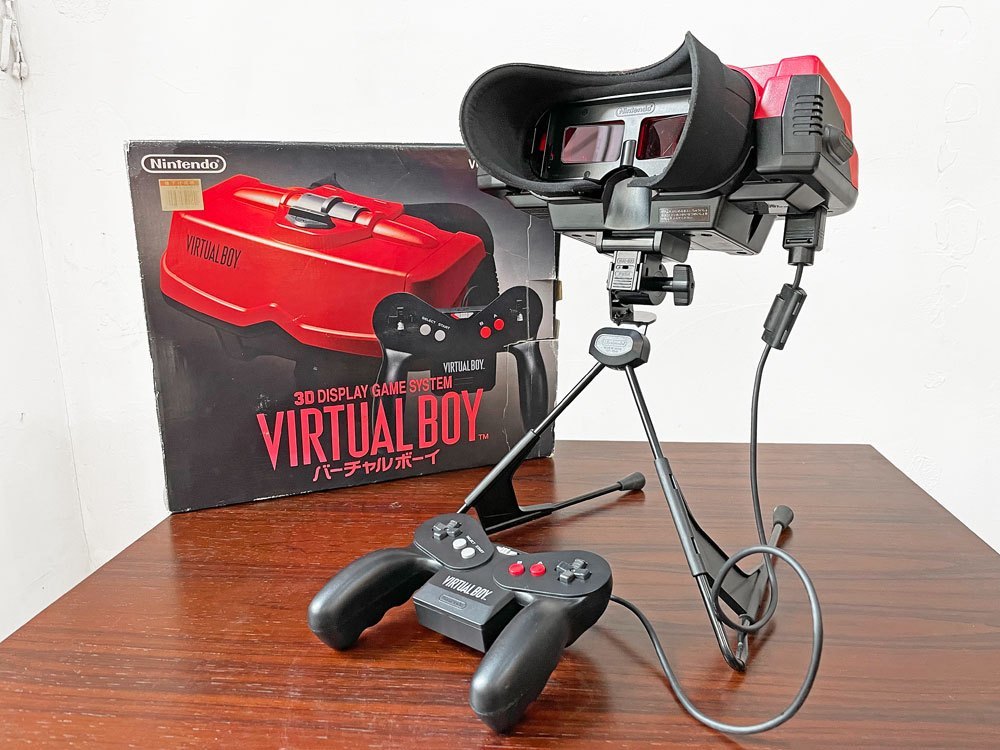 ★ 任天堂 Nintendo バーチャルボーイ Virtual Boy 本体&ソフト1本 ゲーム機 マリオズテニス ACアダプタタップ 箱付 動作品_画像2