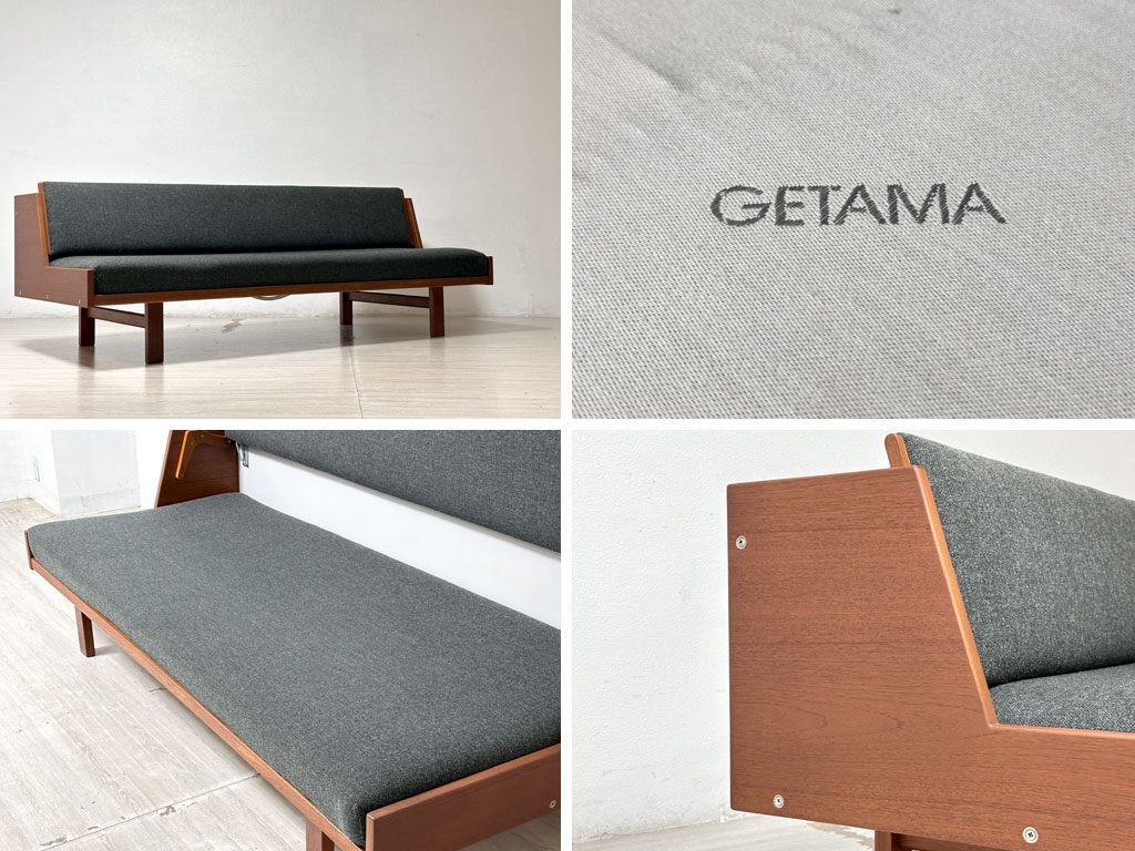 ● ゲタマ GETAMA GE258 デイベッド 3シーターソファ チーク材 スプリング ビンテージ ハンス・J・ウェグナー デンマーク 北欧家具_画像7