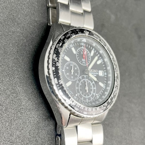 【現状品】SEIKO セイコー/パイロットウォッチ/7T92-0CF0/クロノグラフ/ブラック文字盤/クォーツ/腕時計/WY001_画像2