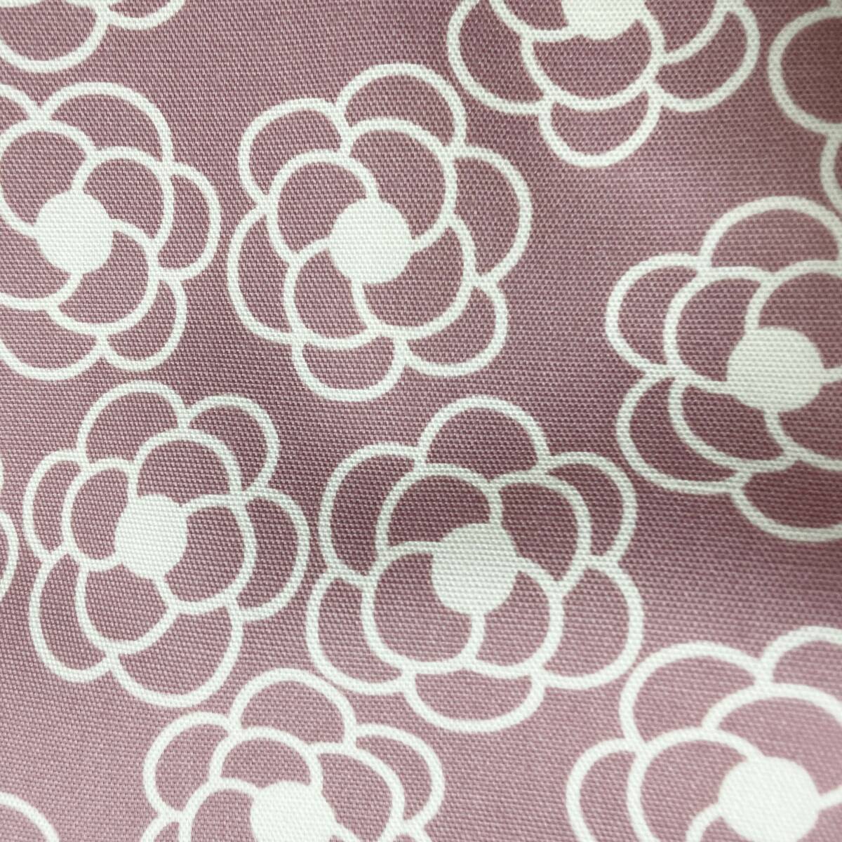 1ｍカメリア柄コットン綿オックス生地はぎれ布つばきエレガント花柄ピンクパープル椿の画像6