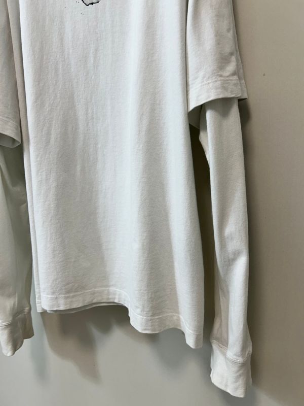 M0012★4 OFF-WHITE オフホワイト レイヤード BIG ロング T シャツ カットソー 白 黒 両面プリント グラフィック MEN'S 株イーストランド_画像7