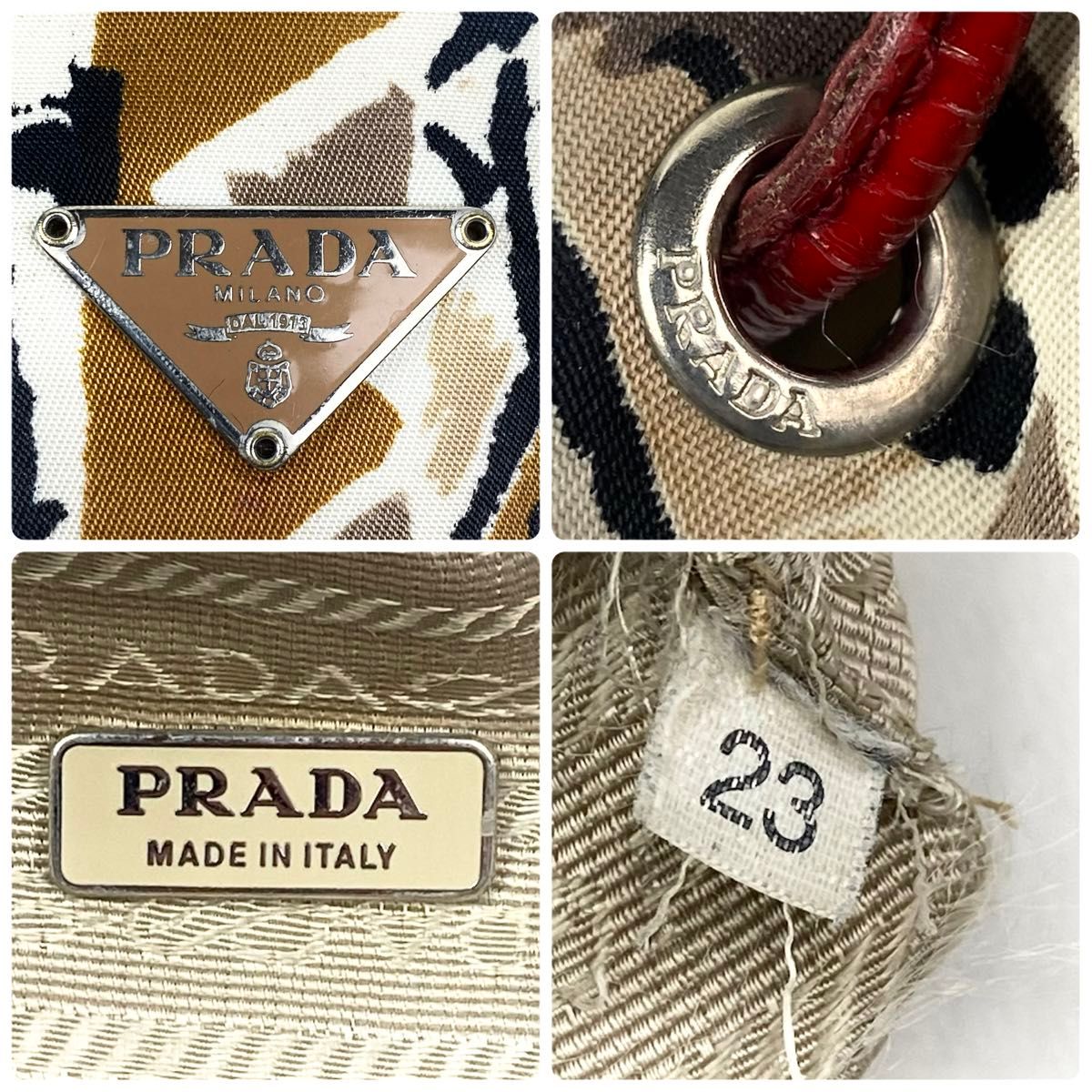 希少】PRADA プラダ 巾着バッグ 三角ロゴ ベネチア柄 ナイロン 希少】PRADA プラダ 巾着バッグ 三角ロゴ ベネチア柄 ナイロン