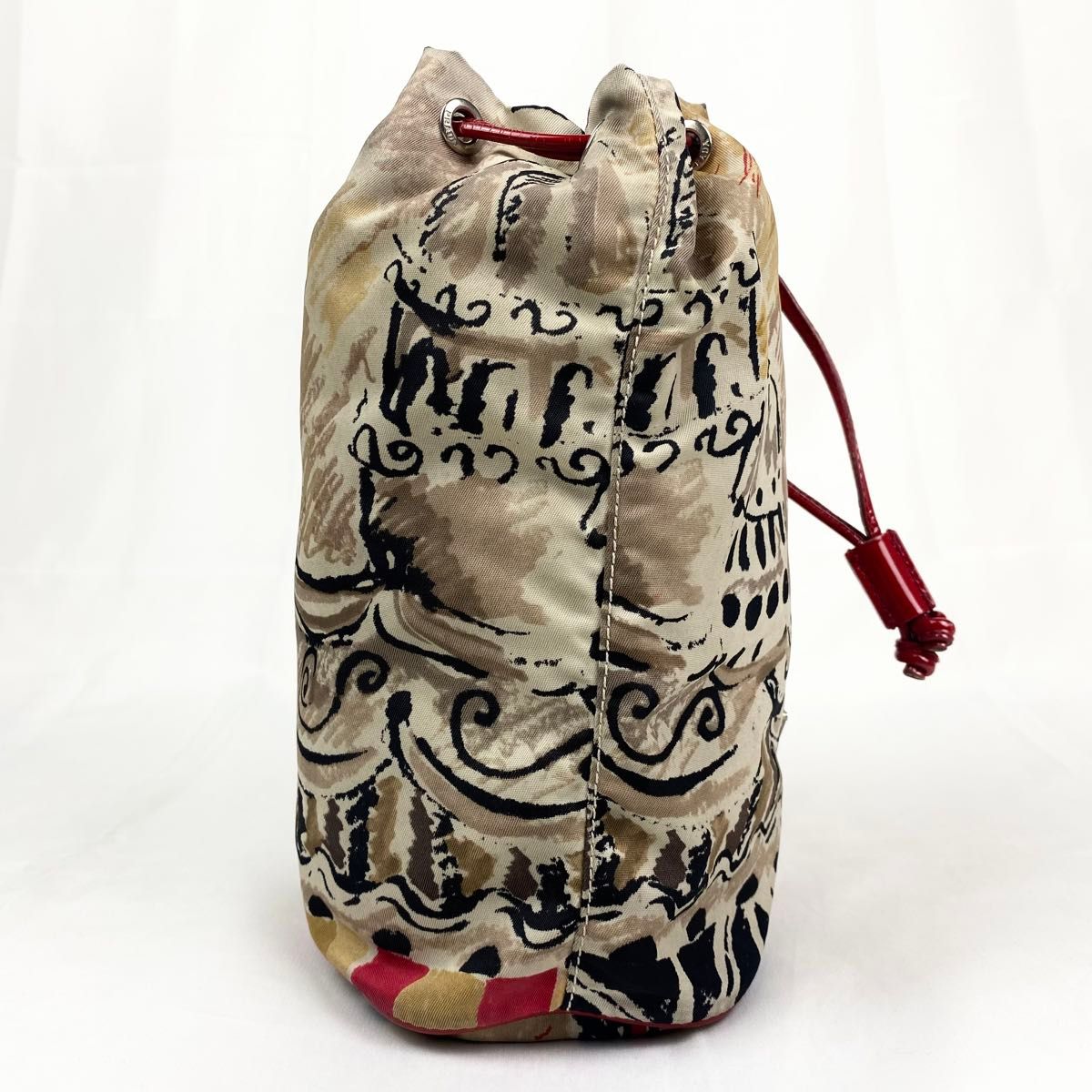 希少】PRADA プラダ 巾着バッグ 三角ロゴ ベネチア柄 ナイロン 希少】PRADA プラダ 巾着バッグ 三角ロゴ ベネチア柄 ナイロン