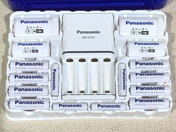 3-78-60 パナソニック Panasonic エネループ eneloop ニッケル水素電池12本 充電器セット K-KJ53MCC84 スペーサー付き(通電OK)_画像2