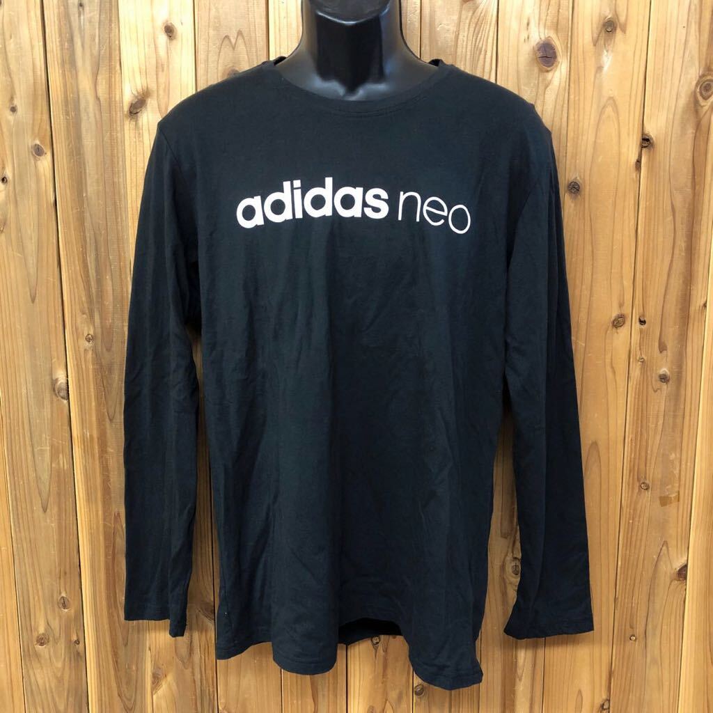 adidas neo / Adidas мужской XO футболка с длинным рукавом tops long T большой Logo чёрный casual спорт одежда б/у одежда 