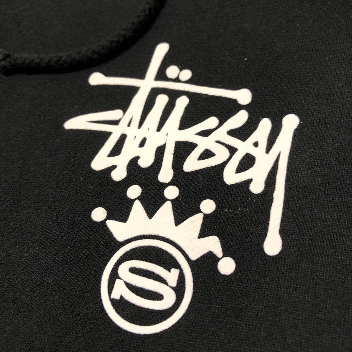 stussy /ステューシー /メンズS 黒 長袖 プルオーバー パーカー スウェット トップス 裏起毛 ロゴプリント ストリート 古着_画像7