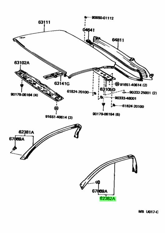 トヨタ MR2 ルーフ サイドレール ウェザストリップ 左 WEATHERSTRIP ROOF SIDE RAIL LH Genuine TOYOTA JDM OEM メーカー純正品 未使用_画像2