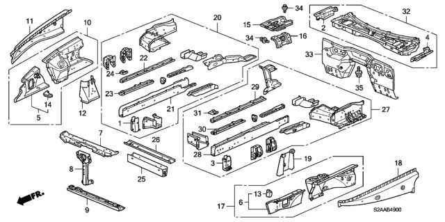 ホンダ S2000 AP2 フロントバルクヘッド FRAME BULKHEAD UPPER HONDA JDM OEM メーカー純正品_画像1