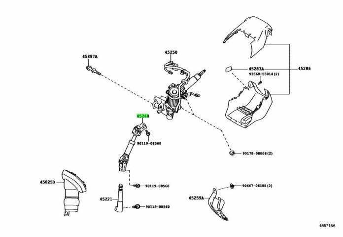  Lexus CT200H steering gear inter midi eito shaft NO 2 Steering Intermediate Shaft Genuine TOYOTA JDM OEM unused original 