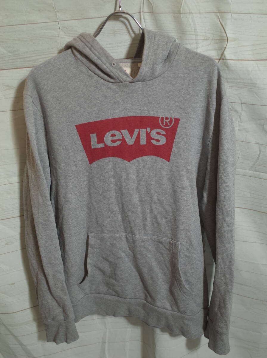 メンズ pj651 Levi's リーバイス ロゴ プルオーバー スウェット M グレー 灰_画像1