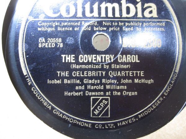 SP・英国盤・ セレブリティ カルテットThe Celebrity quartette・The coventry carol/飼い葉の桶でAway in a manger・240352_画像4