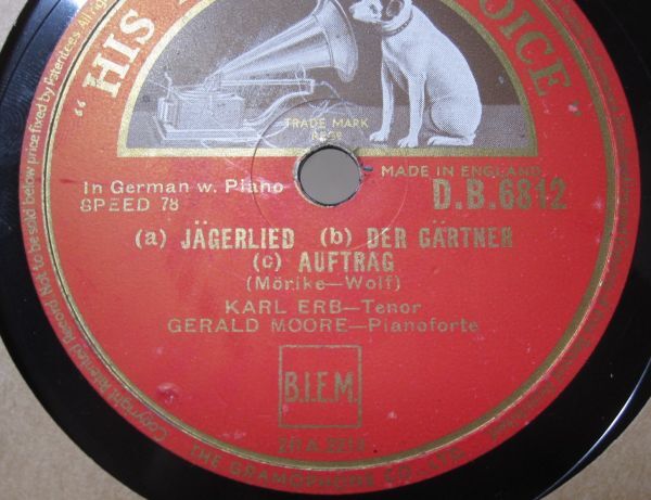 12''SP・英国盤独語HMV・カール エルプ Karl Erb・Der Scholar/Der verzweifelte Liebhaber/Unfall/Jagerlied/Der Gartner/Auftrag・240416_画像5