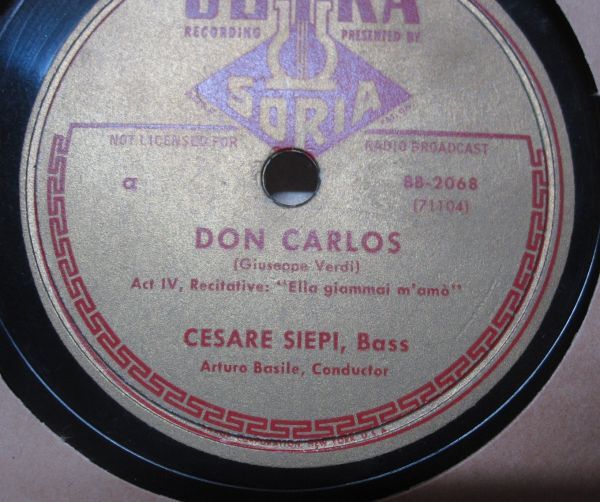 12インチSP・イタリア盤・チェーザレ シエピ Cesare Siepi・ドン カルロス DON CARLOS 第４幕 recitative/Ario ・240404_画像2