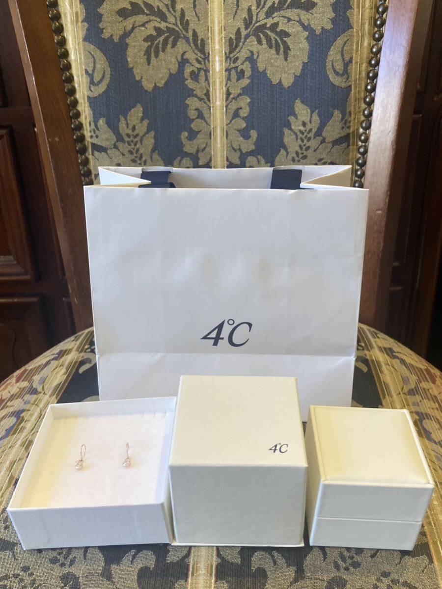 新品 正規品 4℃ ヨンドシー ピアス k10 大粒 ダイヤモンド ダイヤ 箱 紙袋 リボン ピンクゴールド ゴールド プレゼントの画像4