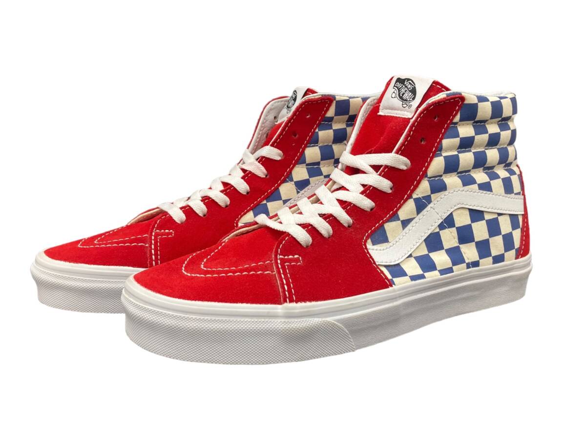 VANS (バンズ) VANS SK8-Hi BMX CHECK ハイカットスニーカー スケートボード 27.5cm レッド ブルー ホワイト メンズ/027_画像1