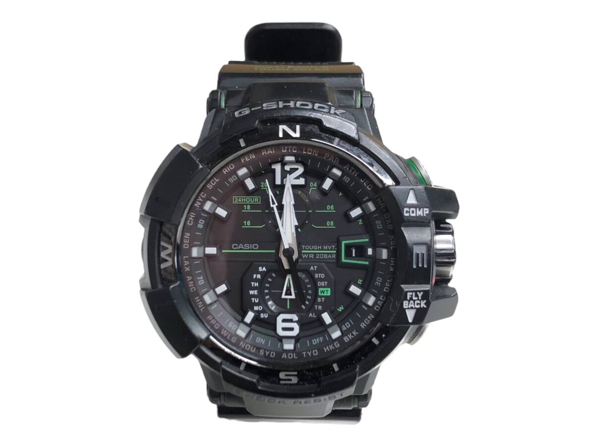 CASIO (カシオ) G-SHOCK Gショック GRAVITYMASTER グラビティマスター アナログ 腕時計 タフソーラー GW-A1100 黒 緑 メンズ/091の画像2