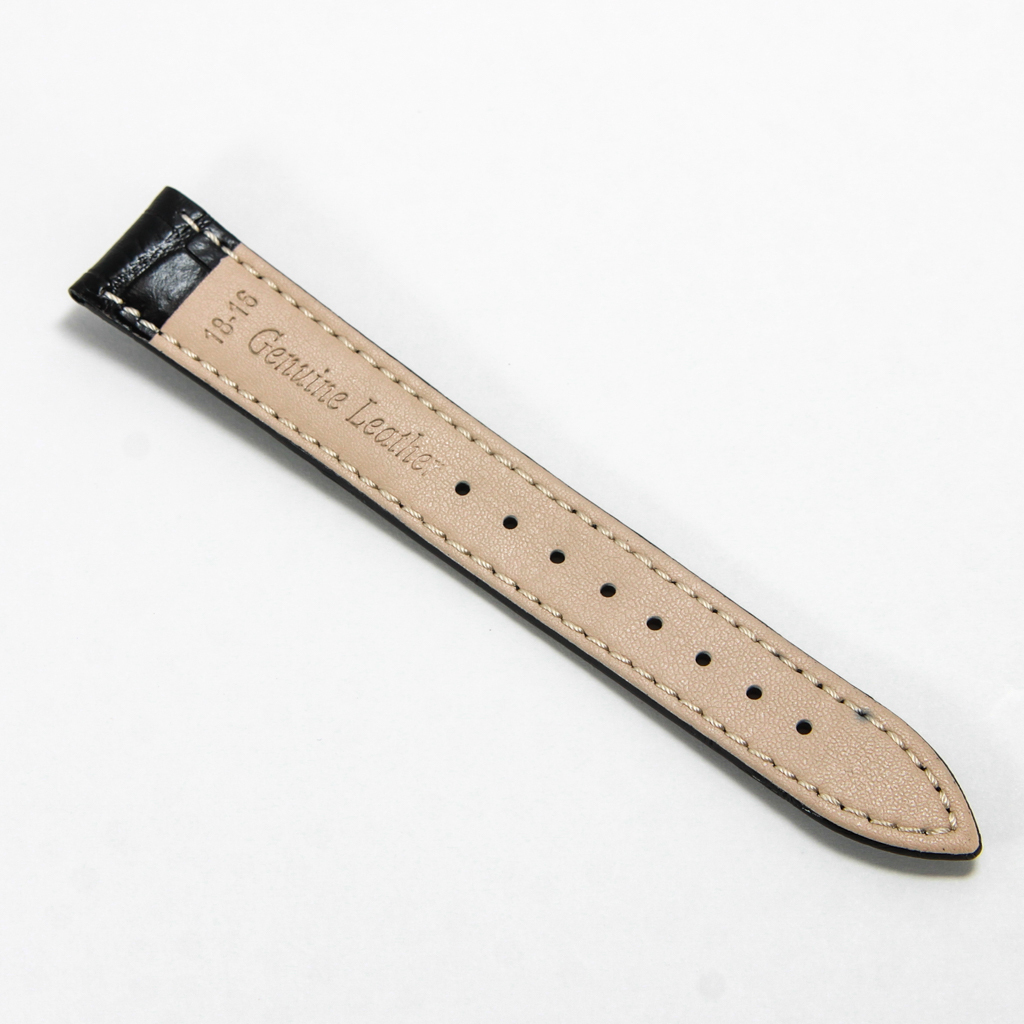 腕時計ベルト　牛皮製クロコ模様型押しプッシュボタン式Ｄバックル黒色１８ｍｍ 新品_画像7