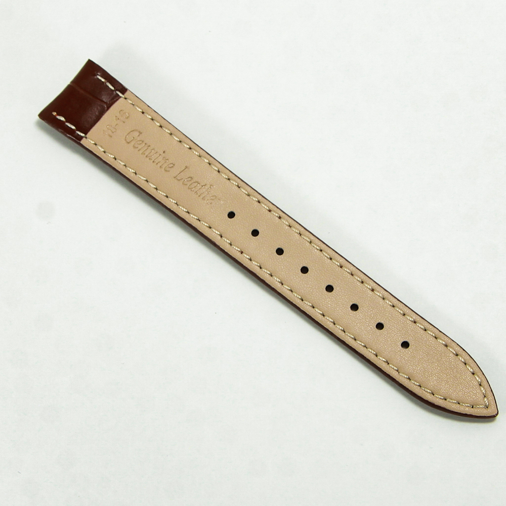 腕時計レザーベルト 牛皮製クロコ模様型押しプッシュボタン開閉式Ｄバックル 仕様 茶色 １８ｍｍ _画像6