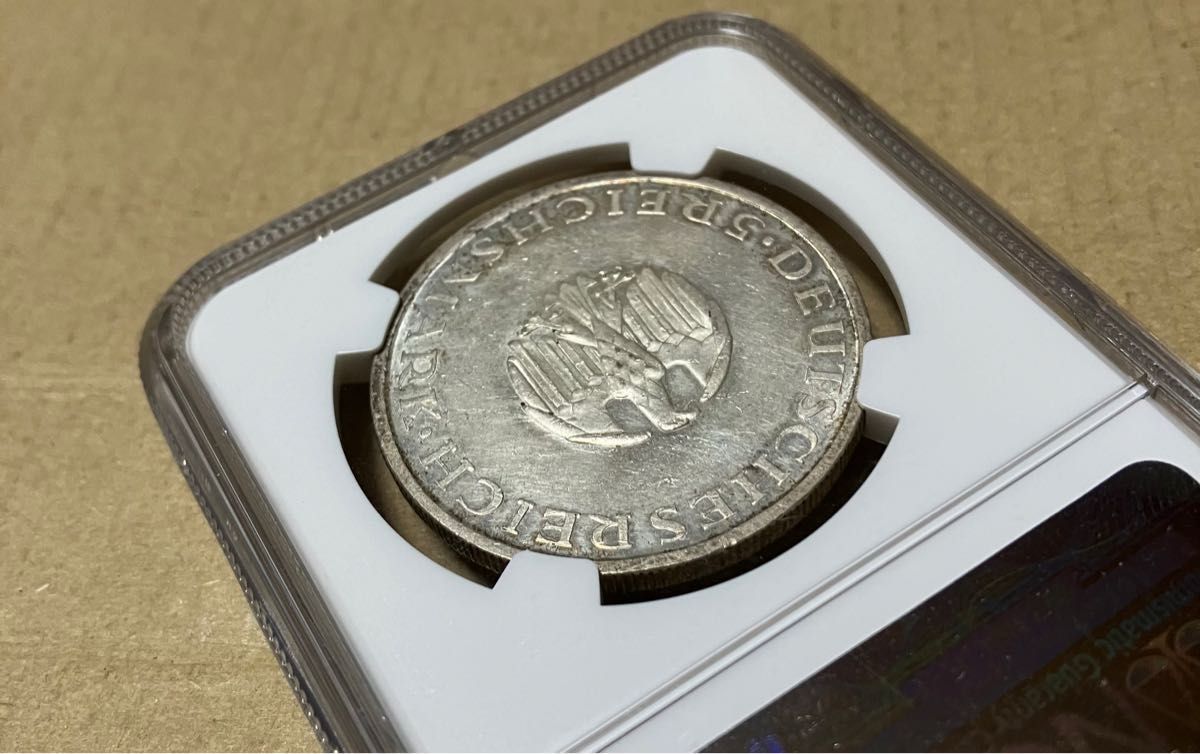 ワイマール記念銀貨　レッシング没後200年記念5マルク銀貨　1929G NGC UNC DETAILS 