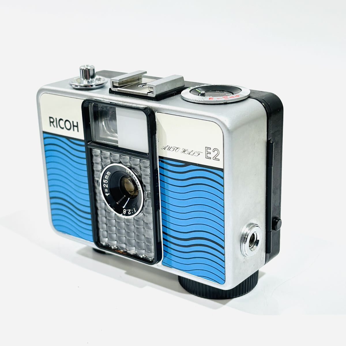 【A131】RICOH AUTO HALF E2 コンパクトカメラ フィルムカメラ リコー ブルー 現状 RICOH 1:2.8 f=25mm_画像3