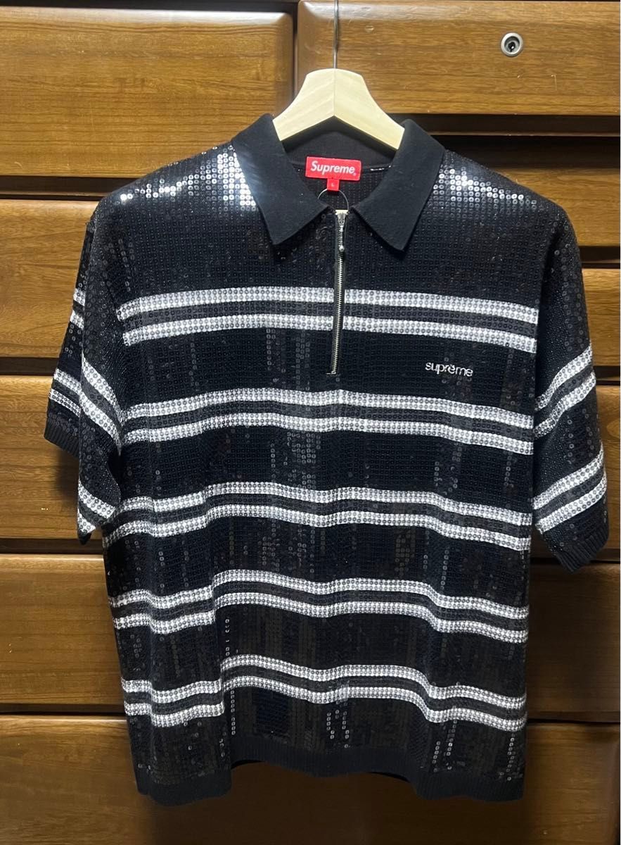 Supreme Sequin Stripe Zip Polo Supreme Sequin Stripe Zip Polo