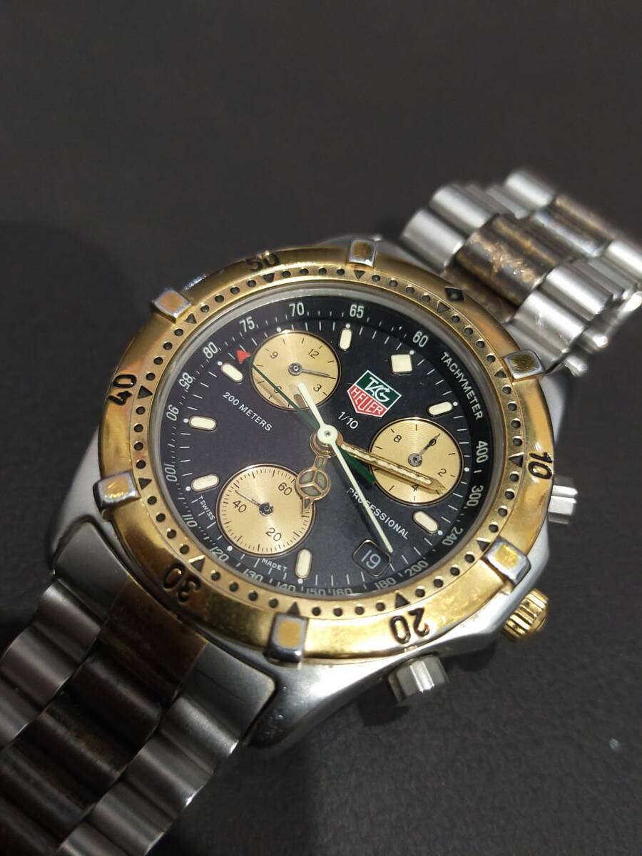 TAG Heuer タグホイヤー プロフェッショナル2000 クロノグラフ コンビ メンズ腕時計 ジャンク品_画像1