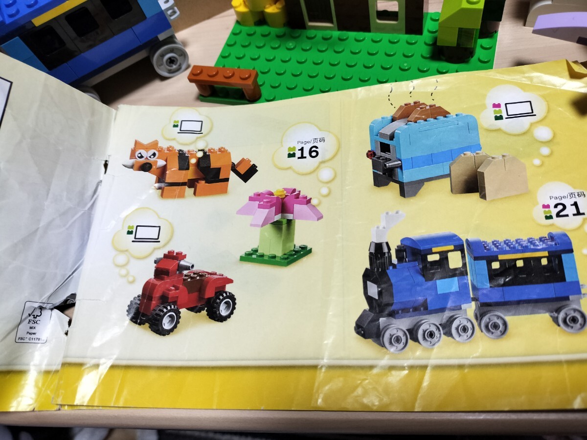 送料無料　即決あり　レゴ LEGO クラシック 10696 黄色のアイデアボックス プラス　車　タイヤ多数　汽車　ワニ　家　バイク　花　パン焼き_画像9