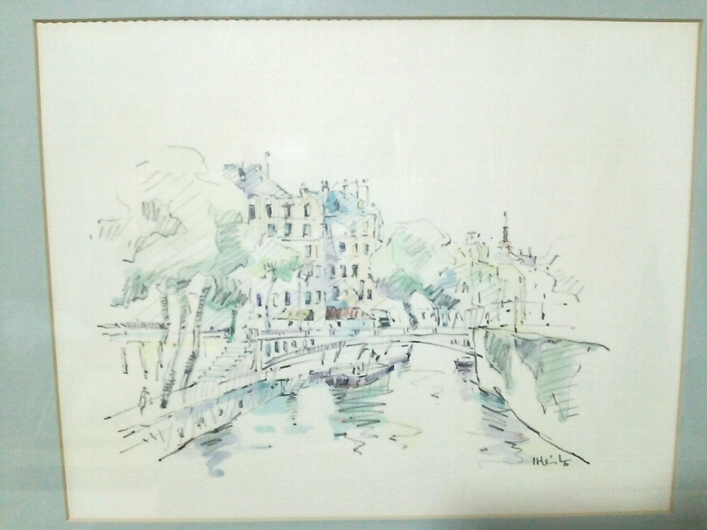 *[ one beautiful .]* sketch * watercolor * Inoue chapter [ Paris. street average .] amount 53×41cm*[ genuine work ]ru* salon silver .