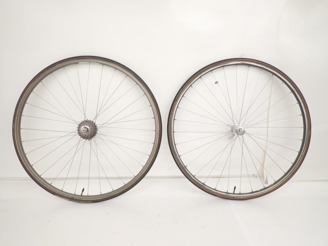 AMBROSIO ホイール Crono + MONTREAL 前後セット チューブラータイヤ装備 スプロケット DURA-ACE CS-7800付 アンプロッシオ ◆ 6DBA8-2の画像1