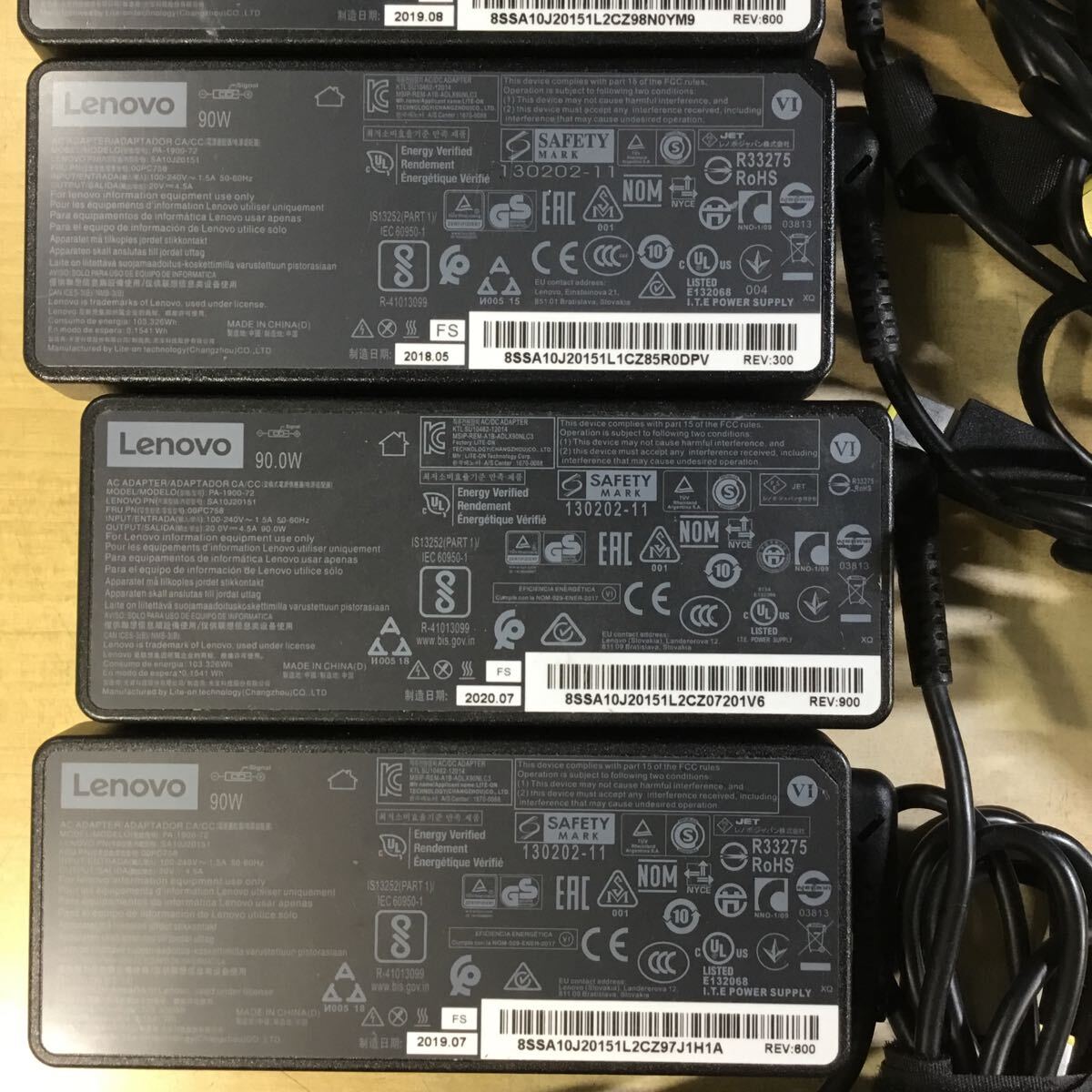 【送料無料】(031378E) 12個セット Lenovo PA-1900-72 / ADP-90XD / ADLX90NLC2A 20V4.5A 純正品 ACアダプタ メガネケーブル付 中古品_画像4