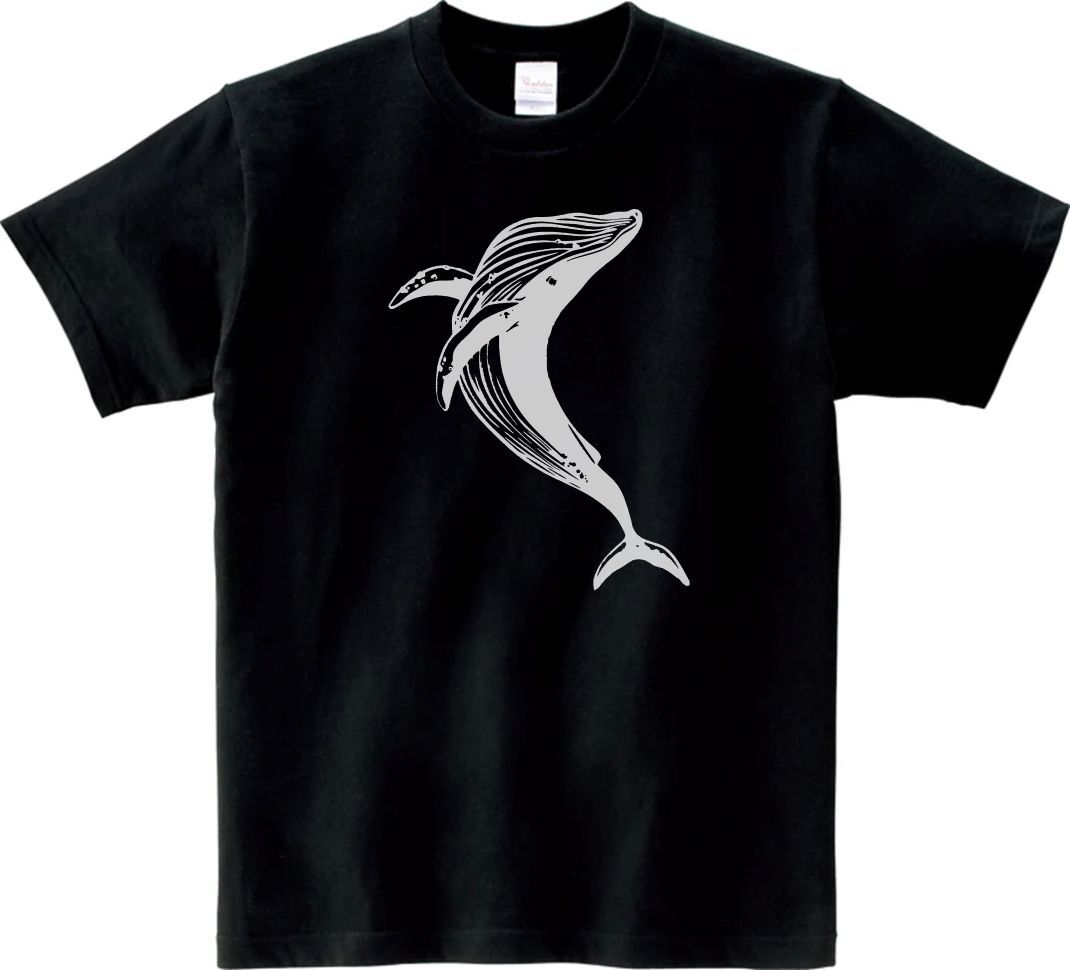 おもしろ　ザトウクジラ　Tシャツ　ブラック　MLサイズ　送料無料　ｈ944_画像1
