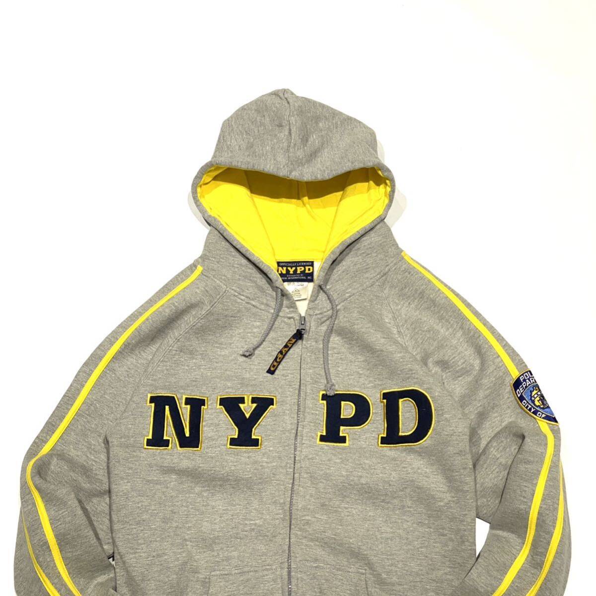 NYPDオフィシャルパーカー ニューヨーク市警 スウェット ジップアップ フーディー 上着 着心地抜群 グレーの画像4