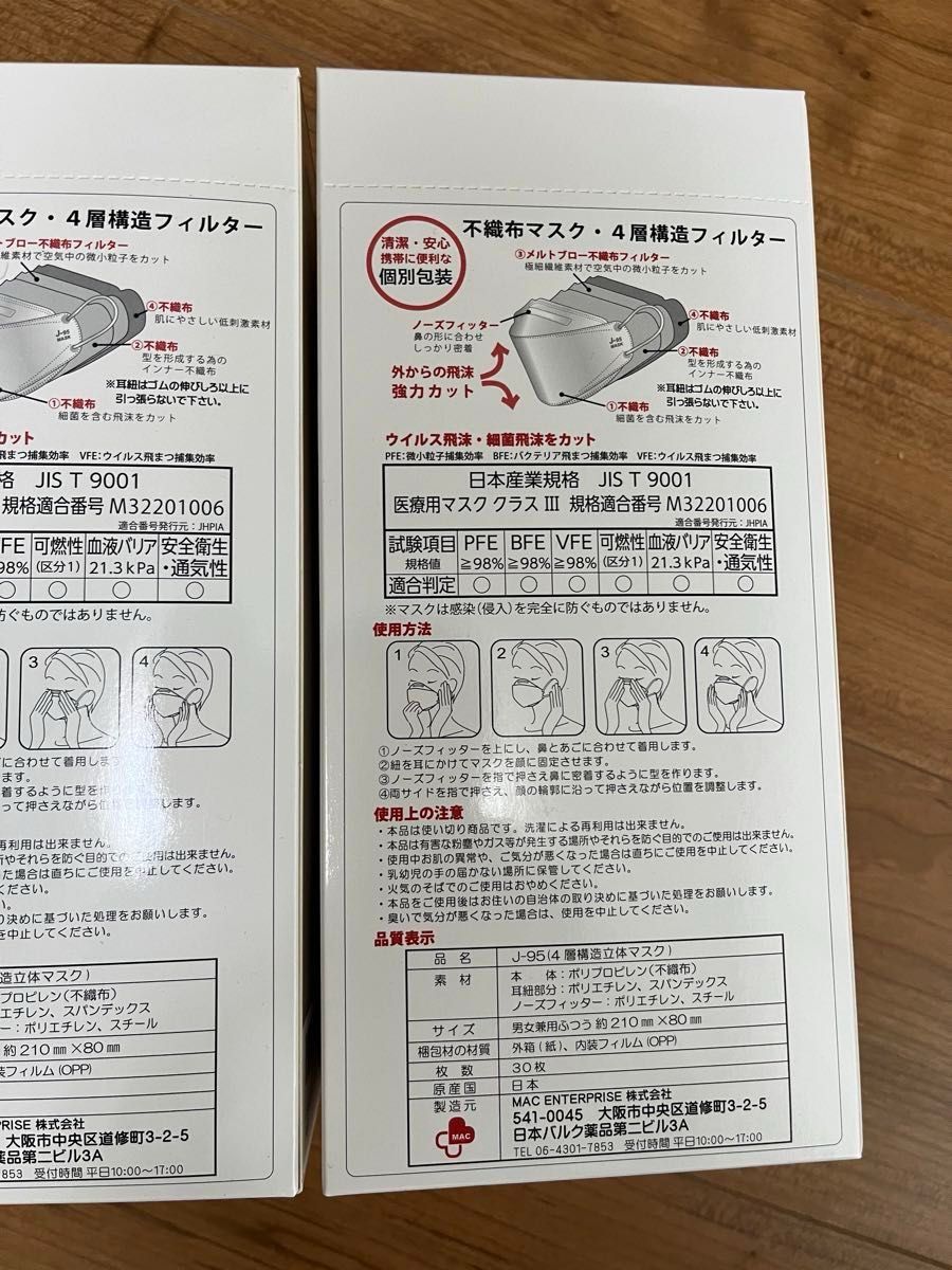 【新品未使用品】　J-95 MASK  JIS規格　ライトグレー　日本製　30枚×3箱