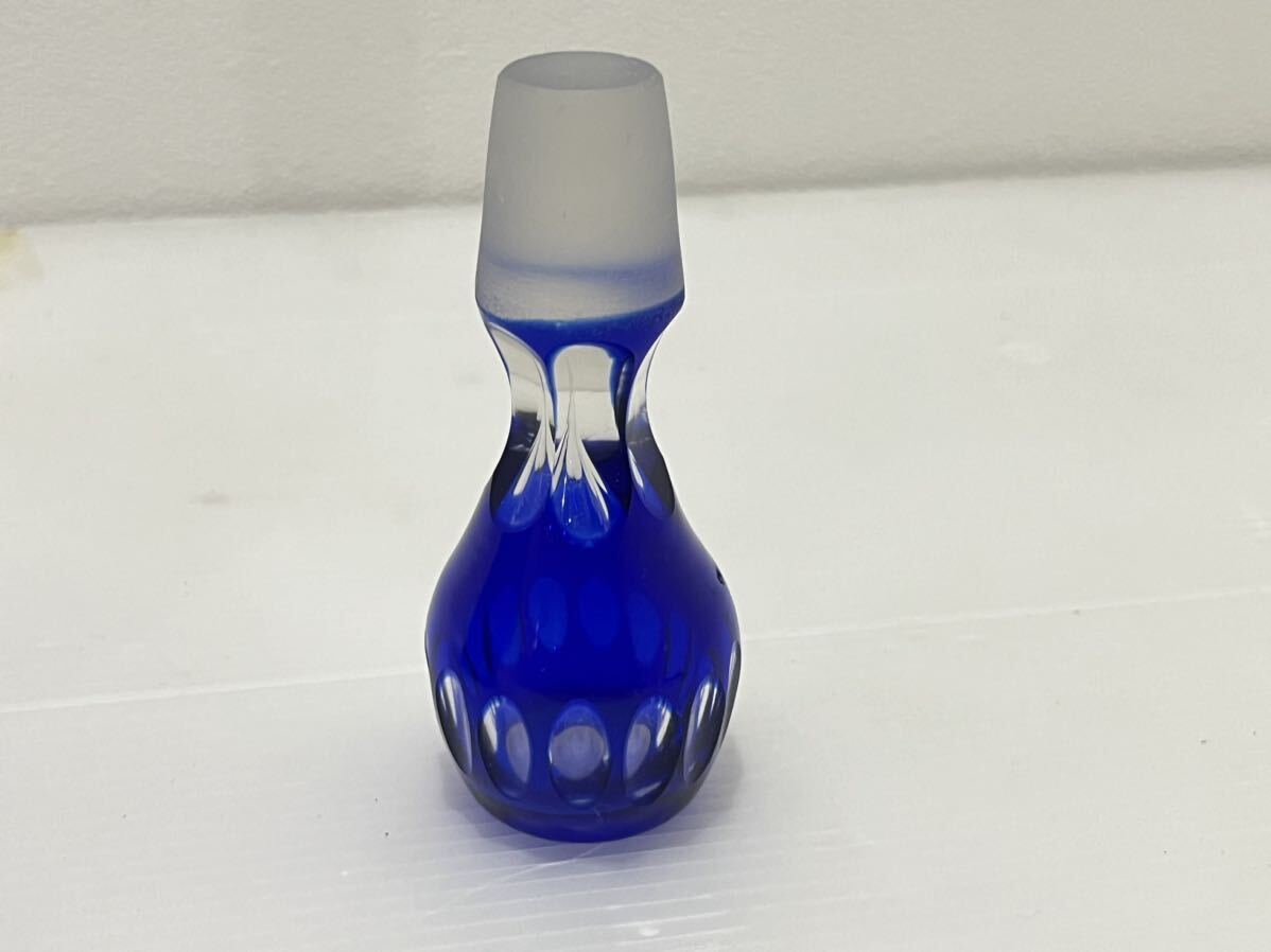 D(0314x11) ガラス デキャンタ 飾り瓶 ブルー 酒器 飾り壺 デカンタ コレクション インテリア 壺 食器 の画像7