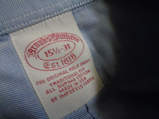 90's USA製 ブルックスブラザーズ オックスフォード ボタンダウンシャツ 青 (15 1/2 31) ブルー ポロカラー アメリカ製 旧タグ オールド_画像6