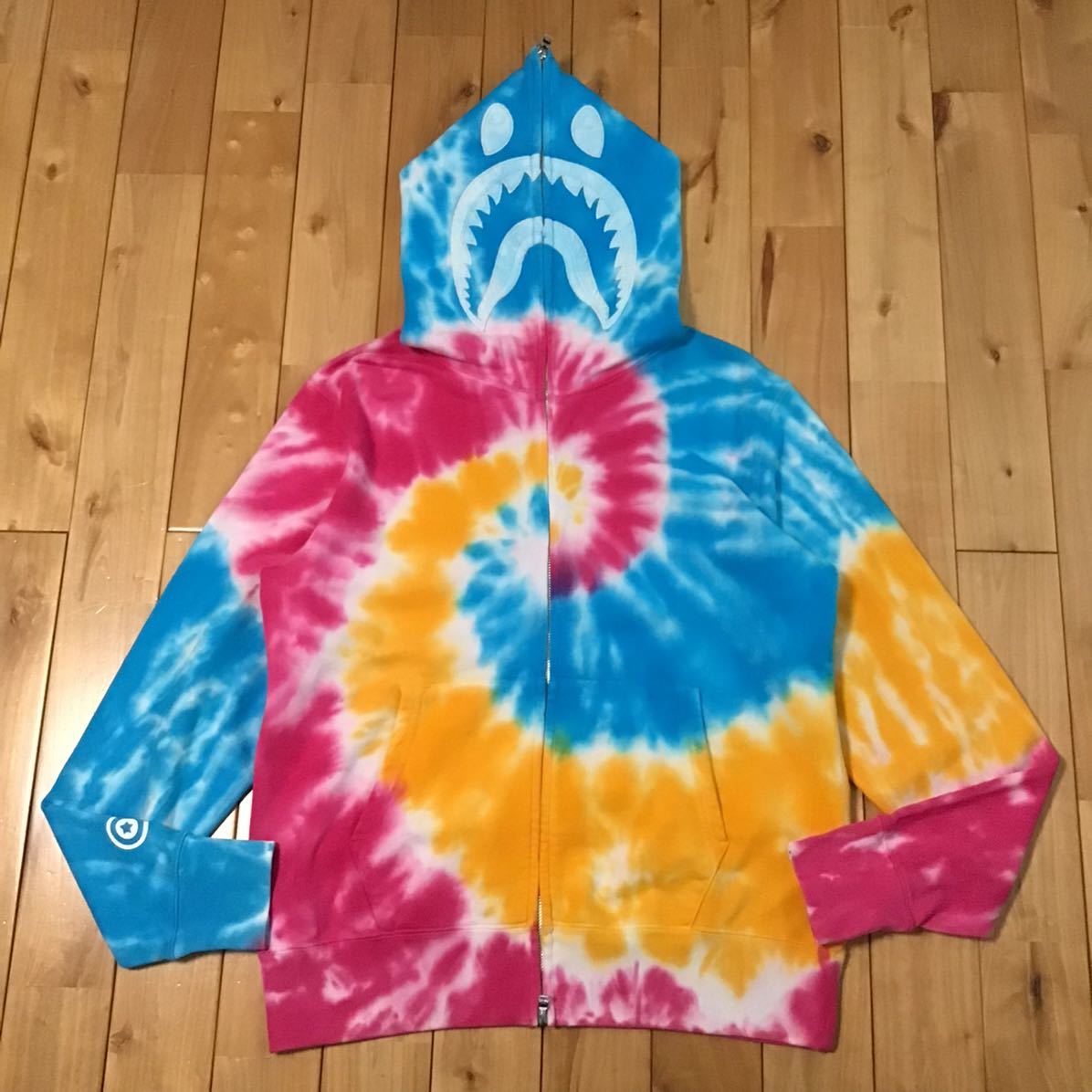 タイダイ シャーク パーカー Mサイズ shark full zip hoodie TIE DYE a bathing ape bape エイプ ベイプ アベイシングエイプ PONR adz0