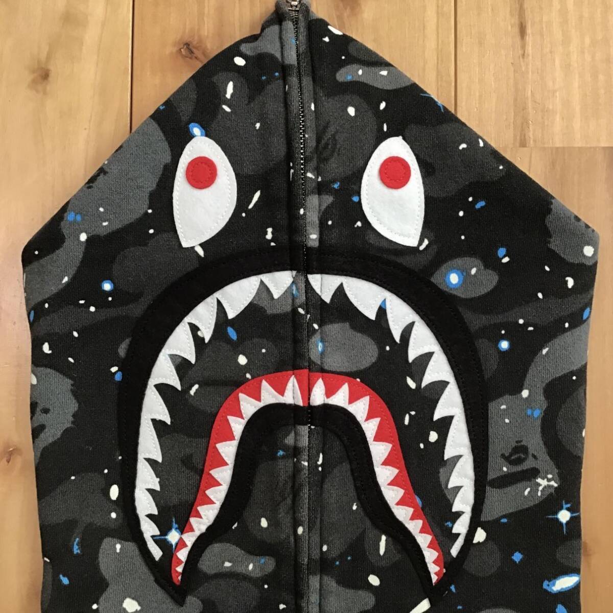 ★XL★ 蓄光 Space camo シャーク パーカー shark full zip hoodie a bathing ape BAPE スペースカモ エイプ ベイプ PONR galaxy 迷彩 z6_画像3