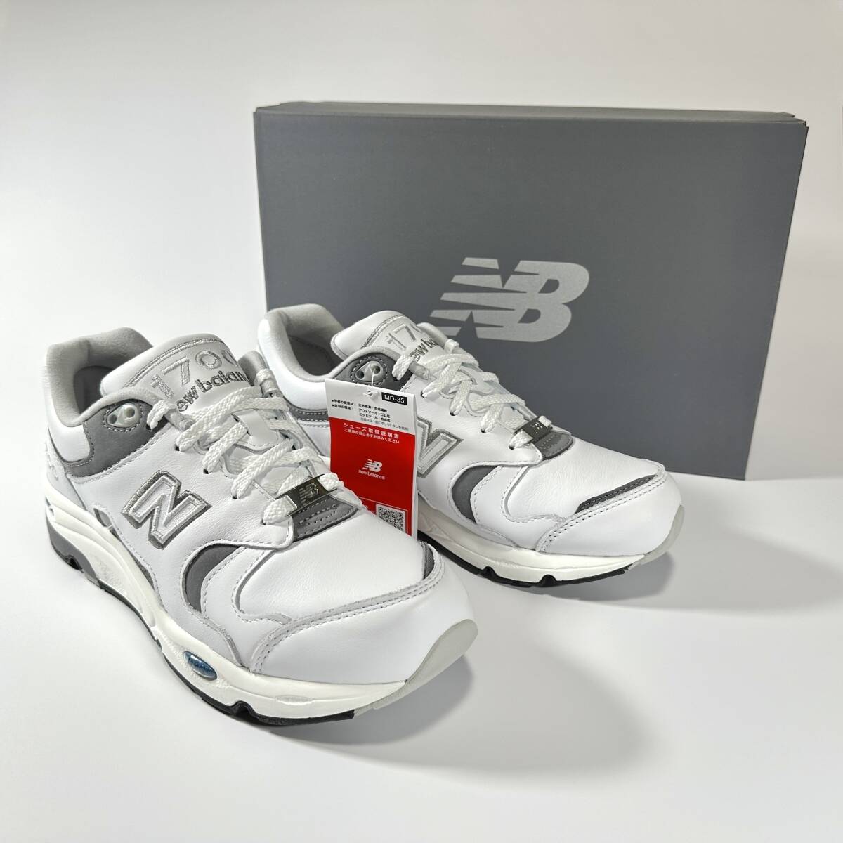 直営店限定 国内正規品 NEW BALANCE CM1700LN ホワイト×グレー US8 26cm オールレザー 新品 M1700 天然皮革 本革 NB 白 スニーカー_画像1