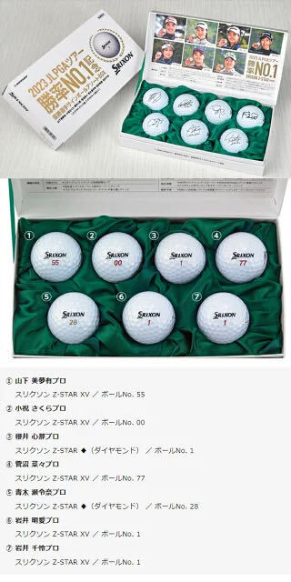 即買★送料無料!!SRIXON♪スリクソン2023JLPGAツアー勝率No.1記念優勝選手サインボールアソートBOX7球 _画像5