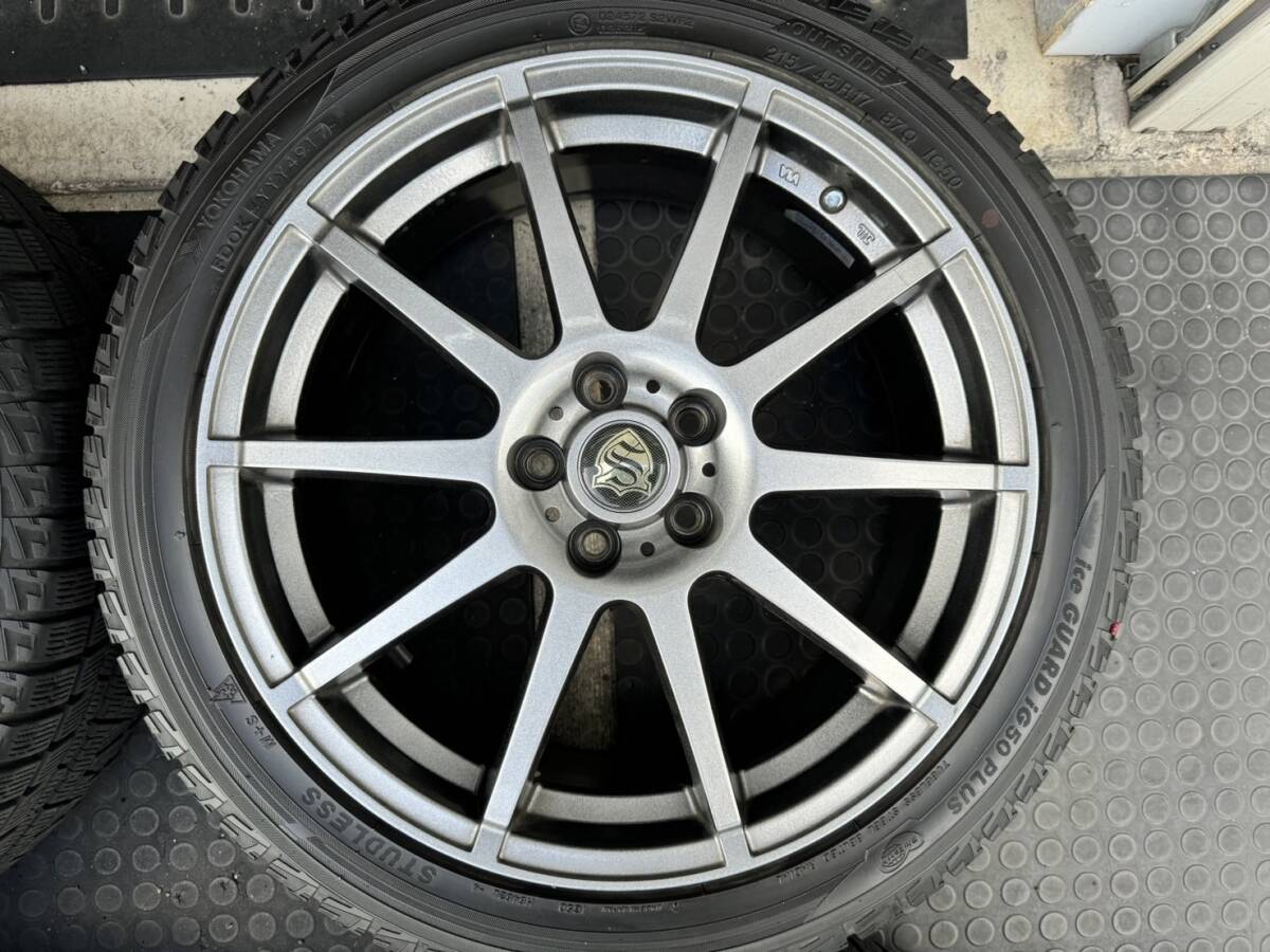 美品 215/45R17 YOKOHAMA 5-100 17×7J +48 4本 86/BRZ/プリウスなどにの画像4