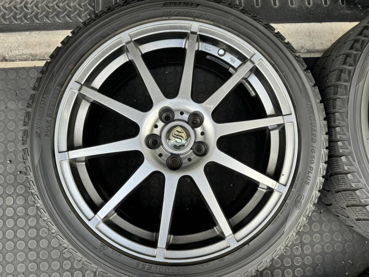 美品 215/45R17 YOKOHAMA 5-100 17×7J +48 4本 86/BRZ/プリウスなどにの画像5