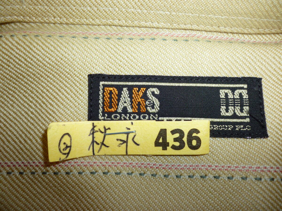 817-59♂：DAKS　ダックス　ウール長袖シャツ　日本製　size.M　色.ベージュ_画像3