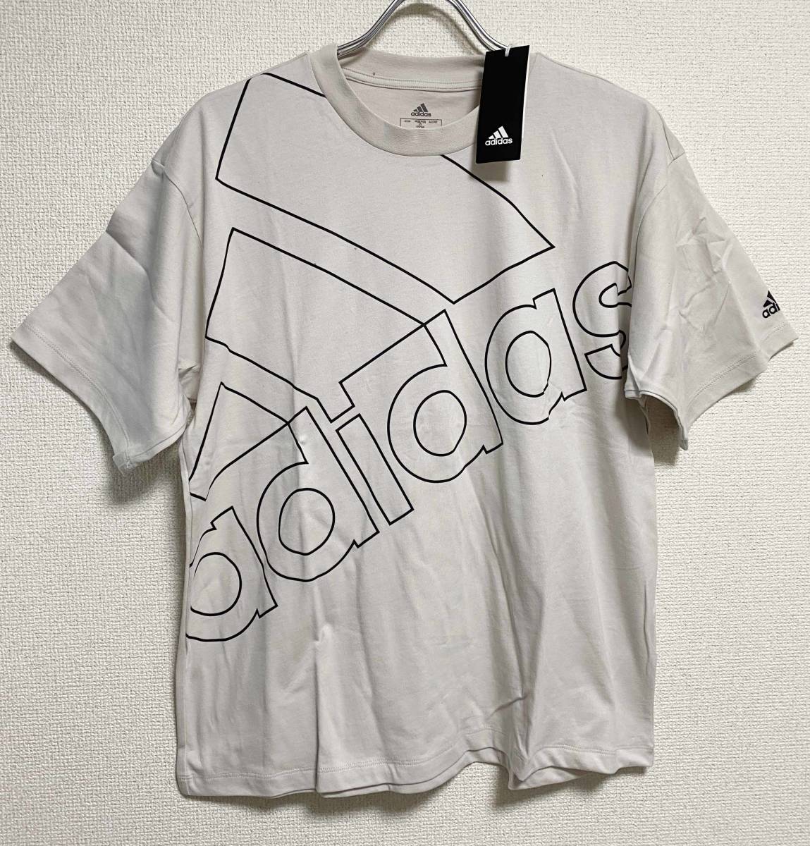 新品 XL ★ アディダス レディース 半袖 Tシャツ ビッグロゴ 28848 O アルミナ ブラック トレーニング スポーツ ウエア ベージュ adidas