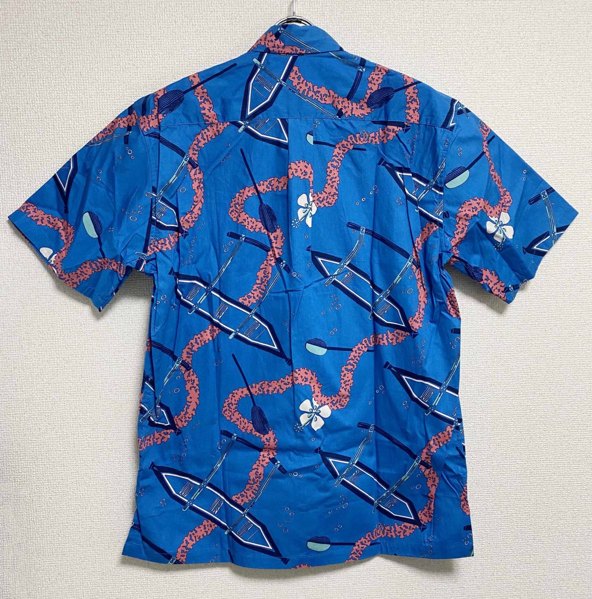 新品 XL ★ コストコ COOKE STREET アロハシャツ ブルー 総柄 US-L ハワイ aloha shirt メンズ 開襟 半袖 シャツ 青 ピンク 大きいサイズ