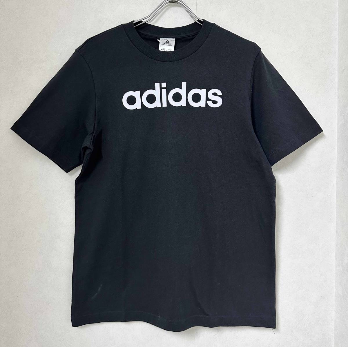 新品 M ★ adidas アディダス 半袖 ロゴ Tシャツ ブラック ECQ98 メンズ レディース ユニセックス スポーツ ウェア リニア刺しゅうロゴ